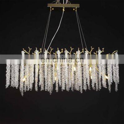 aluminum tree pendant light branch k9 crystal chandeliers for living room