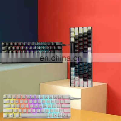 wholesale wired 60% Keyboard 63 Keys Hot Swappable Rgb Blue Switch pc laptop gamer teclado gaming mechanical keyboard