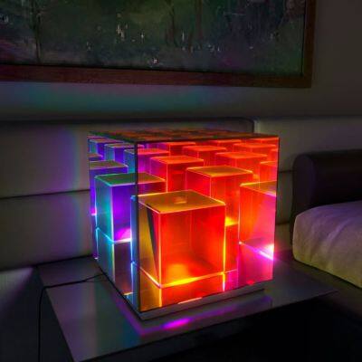 New Led Colorful Cube Decorative Light 3D Acrylic Desk Lamp Rubik Box Atmosphere Creative Table Lamp photo-5
