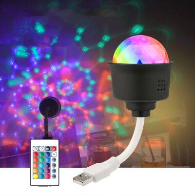 Home Party Decor Mini USB Portable Flash Sound Control RGB Crystal Magic Ball Disco lamp