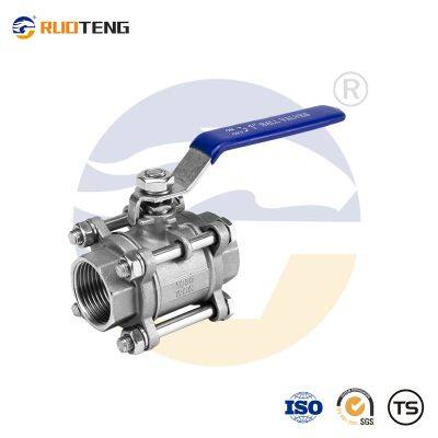 [RUOTENG]  3PC Three Piece 316L Stainless Steel Internal Thread Ball Valve with Handle for Mainline Manufacturer