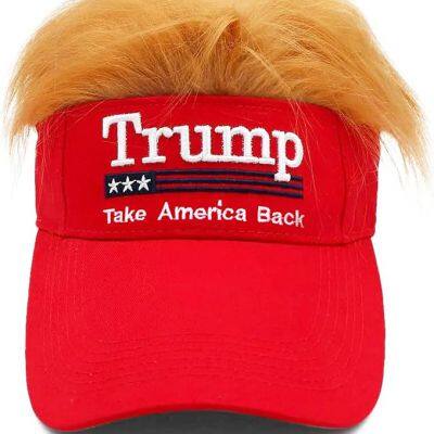 Trump Hat With Hair Donald Trump Costume Merchandise Make America Great Again Wig Hat Embroidered Ultra Adjustable MAGA Golf Baseball Cap