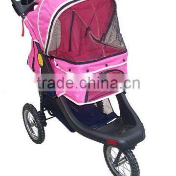 3 Wheel Deluxe Jogging Pet Stroller W/12" Terrain EVA Tires