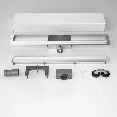 High Quality Reversible Cover Tile Insert Grate Invisible Rectangular Stainless Steel Linear Shower Drain With Modern Design photo-5