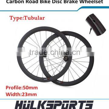 OEM Ultra light carbon disc brake wheelset 50mm 700c road bike tubular wheels bicycle carbon disc wheel