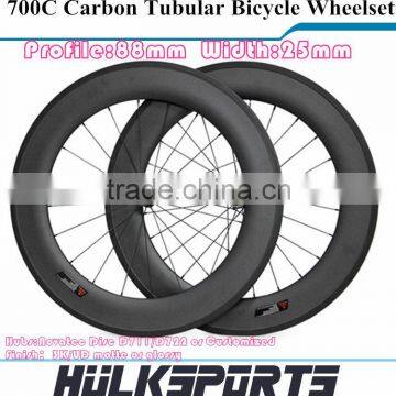 Road bicycle wheel 700c 88mm profile 25mm width carbon road bike tubular wheel carbon Disc tubular wheel wheelset