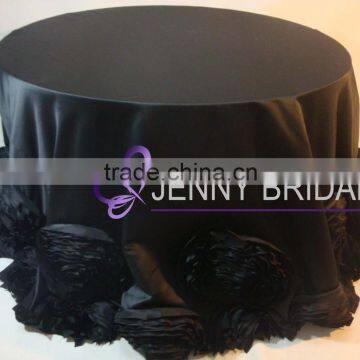 TC107C Factory Supplier Blush Pink Satin Ruffle Rosette Table Cloth photo-6