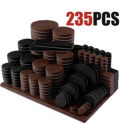 Felt Furniture Pads for Hardwood Floors -235 Pcs Premium Felt Pads for Chair Legs, Floor Protectors for Furniture, Beige & Brown