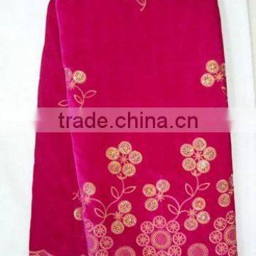 j233-1 high quality fushia color 100% dubai velvet fabric with sequins for african party