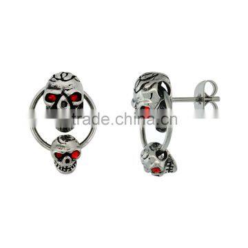 2016 hot sale mens ear stud stainless steel diamond skull stud earring tribal design unisex earring