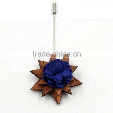 Handmade Men's Gifts Wood Brooch Wooden Flower Lapel Pins photo-5