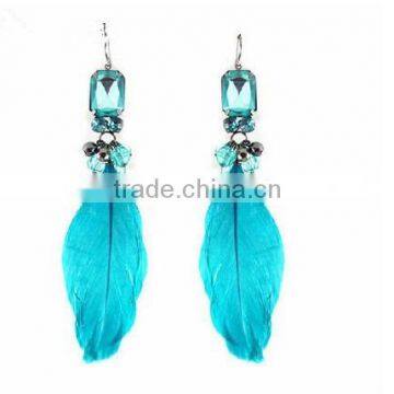 Blue feather famous brand jewelry drop vintage design christmas statement earrings for women wedding topshop bijou Items