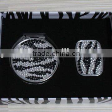 2016 Zebra Mirror Bling Crystal Pill Box and Leopard Mirror Wholesale