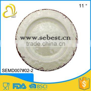 11'' high quality embossed surface round shape melamine printing restaurant dishes