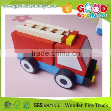 ASTM Certified Good Wooden Toys Small Size Solid Wood Mini Truck for Firemen