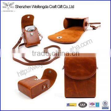 Vintage Brown Faux Leather Protective Camera Case Bag with Detachable Carry Strap & Belt Loop