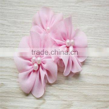 New Fashion,2.5" Tulle Chiffon Flowers With Jewel Center