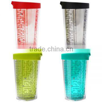 X&W 350ml fancy maze plastic cup tumbler