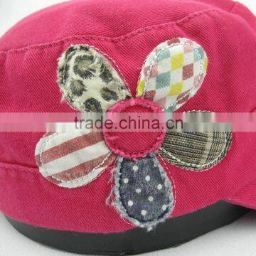 Ladies Applique Floral Military Cap photo-3