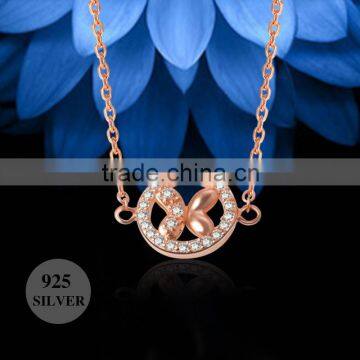 high quality 925 sterling silver butterfly shaped rose gold necklace designs in 10 grams