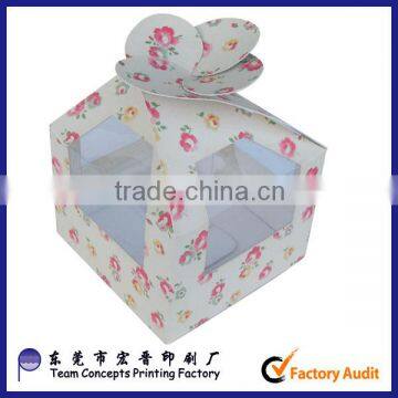 custom handle paper cake box with PVC window from china supplier