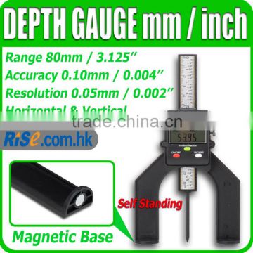 Digital Tread Depth Gauge LCD Magnetic Self Standing Aperture 80mm Hand Routers