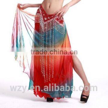 Color Gradient Belly dancing skirts chiffon ballroom dance skirt