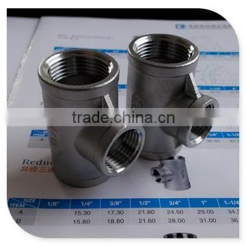 3/4"x1/2"x3/4" Female Tee Threaded Reducer Pipe Fitting SS304