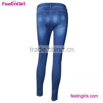 Accept OEM Girls Ripped Denim Latest Design Jeans Pants photo-4