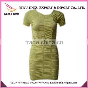 Fancy Design Seamless Solid Color Sexy Pencil Short Sleeve Ladies Crossfit Dress