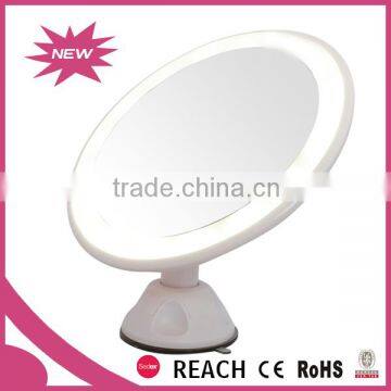 Round fogless rotating rechargeable battery operated led light bathroom mirror