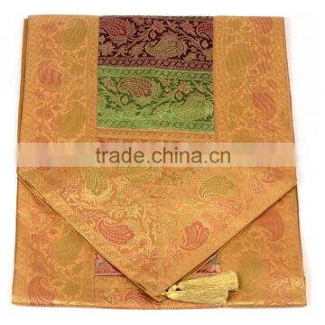 Stripe Design Yellow Border Colour Silk Table Runner