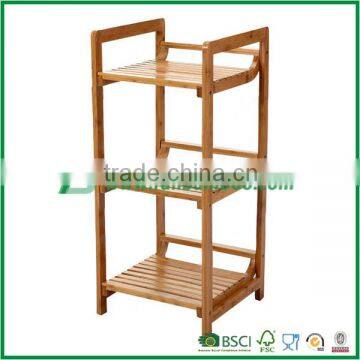 Fuboo-3 Shelves Bamboo Storage Shelf rack, bathroom tower shelf