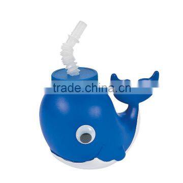 14 oz. 400ml Unique Party Whale Shaped Sipper Cups Cheap Wholesale Plastic 1st Birthday Sailor Molded Cups with Lids and Straws