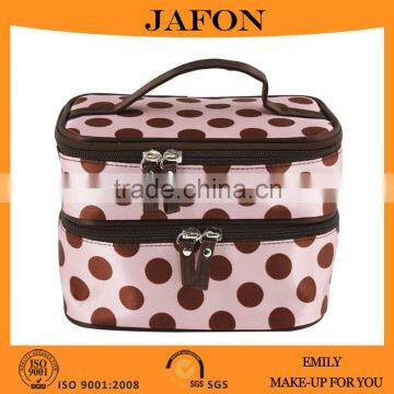 Double Two Layers Makeup Case With Mirror Cosmetic Holder With Zipper photo-2