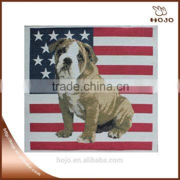 square high quality American american flag and dog pattern cotton material back cushion hand-make pillow hand bagtable cloth on