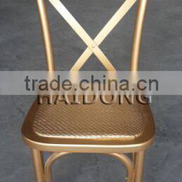 Wedding Furniture Stackable Gold Wood Cross Back X Chair