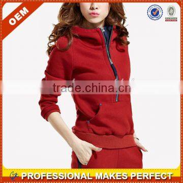 Custom zip up plain color blank hoodie for women(YCH-B0297)