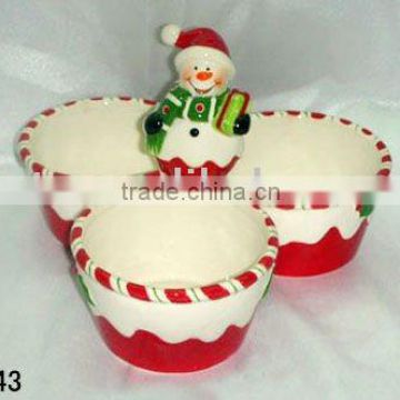 ceramic Christmas snowman bowls