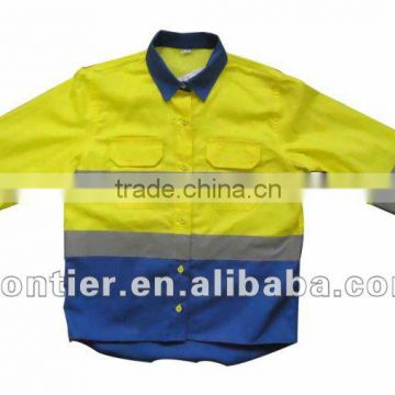 women Hi Vis longsleeve reflective spliced reflective work shirts