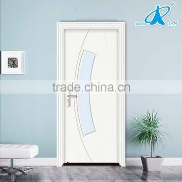 Waterproof interior frosted glass wooden door price for bathroom