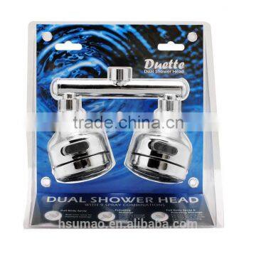 Dual rain and waterfall head shower head for steam shower room