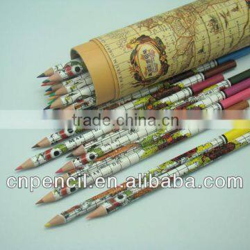 12 color high grade popular wood color pencil in metal tin box