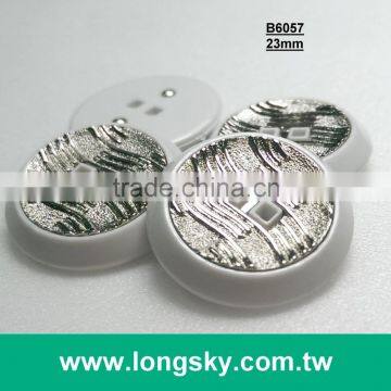 (#B6057) Two Holes Gold Plating White Rim Two Parts Assembled White Garment Plastic Button photo-2