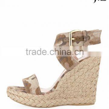 OS18 Summer Sandals fabric cover Wedges rubber outsole Strap Buckle Ankle Strap Pumps Shoes summer collection