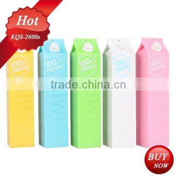 different promotion 2600 mah power bank milk design