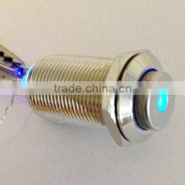 High Round Dot Illuminated Latching 4 Pin Terminals Waterproof Metal Push Button Switch 12mm