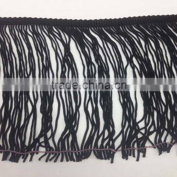 professional chainette 100% black rayon fringe tassel classic dance dress making