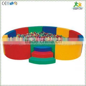 FS-SP-039E customized eco-friendly PVC & EPE & Wood fanshaped kids ball pool toys with ladder and colorful sea-ball