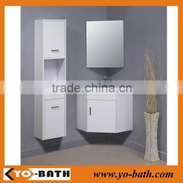 wall mounted bathroom corner sink vanity with long hang cabinet